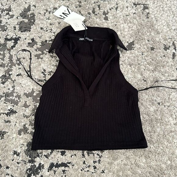 ZARA | Black | RIBBED T-SHIRT - Picture 8 of 8